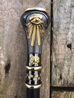 Unique: walking stick alu brass nickel handle freemasonry