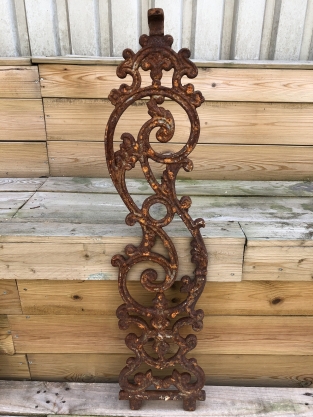 Heavy solid cast iron balcony element rest, stair style.