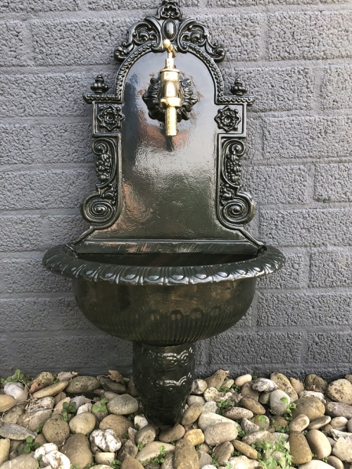 Wall fountain - black - alu with brass faucet - sink, heavy quality!!!