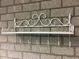 Layer coat rack, in wrought iron ivory white