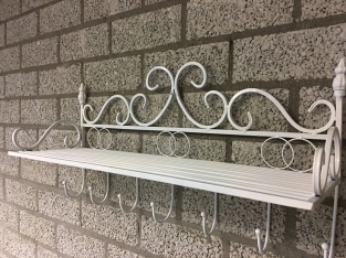 Layer coat rack, in wrought iron ivory white