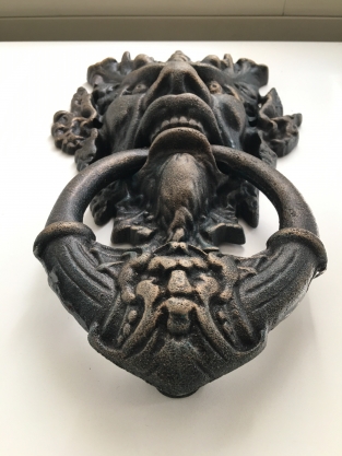 Cast iron door knocker with devil's head, very distinctive and beautiful!