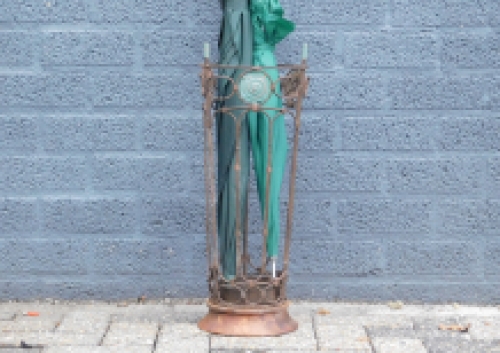 Umbrella stand - wrought iron with hardwood base