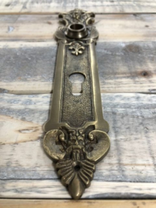 1 Door plate - Angels - patinated brass, for room door, BB72