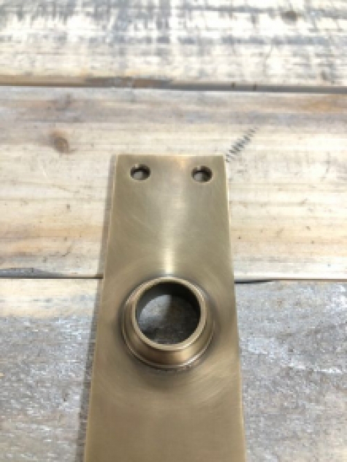 1 Long doorplate patinated brass, door hardware COVA, PZ92, cylinder lock suitable.