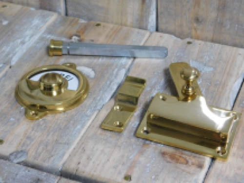 Locks for toilet door, toilet door lock, closed and occupied/inactive, brass