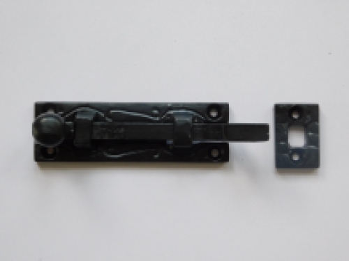 Slide lock - bolt 4' - wrought iron, black powder coated