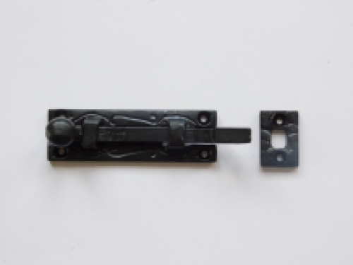 Slide lock - bolt 4' - wrought iron, black powder coated