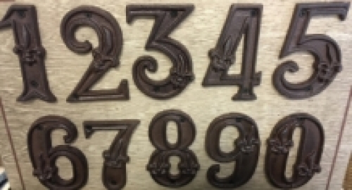 House number - digit 1 - cast iron brown 