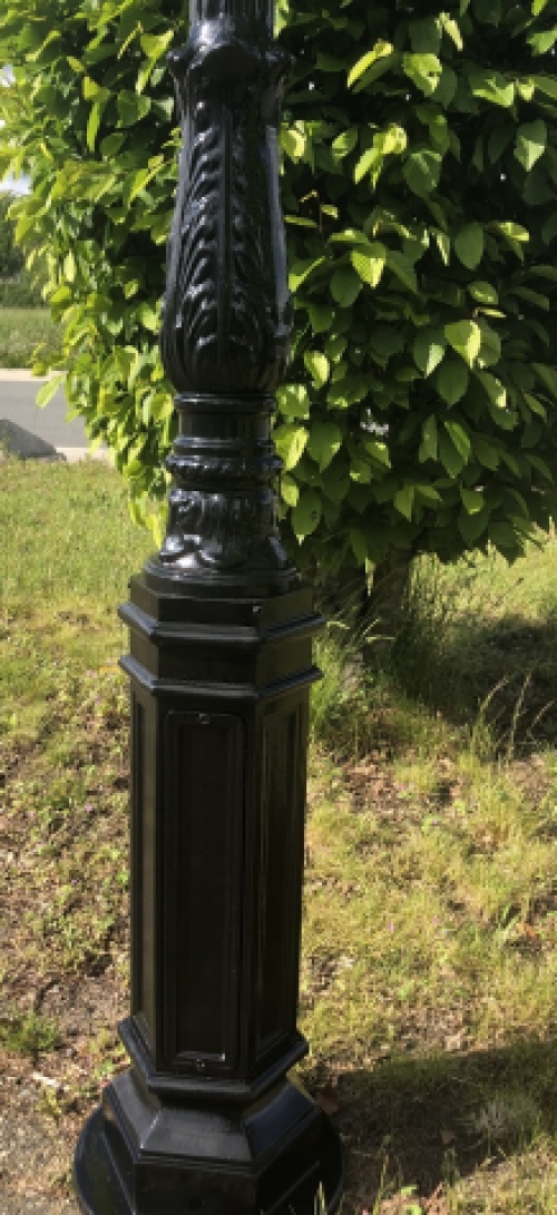 Outdoor lamp, lantern Amsterdam with ceramic fitting and glass, cast aluminium black, 320 cm