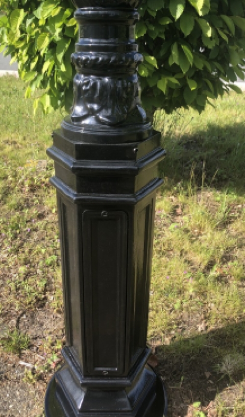 Outdoor lamp, lantern Amsterdam with ceramic fitting and glass, cast aluminium black, 320 cm