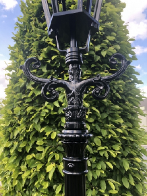 Outdoor lamp, lantern Amsterdam with ceramic fitting and glass, cast aluminium black, 320 cm