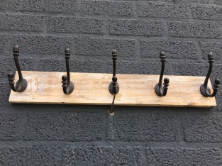 coat rack with 5 double hooks in antique iron.