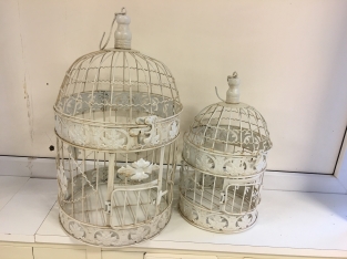 Set of beautiful round metal bird cages, very pretty in design!!!