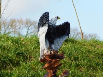 Statue Adler Schwarz Weiß - 45 cm - Polystone