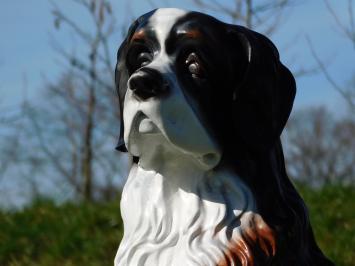 Statue Dog - 76 cm -Polystone - Black, White with Brown