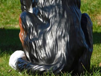 Statue Dog - 76 cm -Polystone - Black, White with Brown