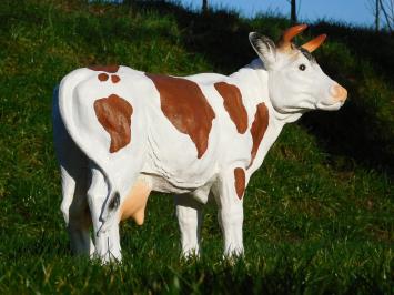 Cow in Colour - 65 cm - Brown with White - Polystone