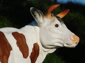 Cow in Colour - 65 cm - Brown with White - Polystone