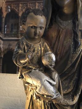 Statue Mutter Maria mit Jesus XL - 135 cm - Alt Polystone