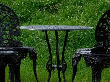 Garden set, bistro set ''Paris'', black, cast aluminum, art nouveau style