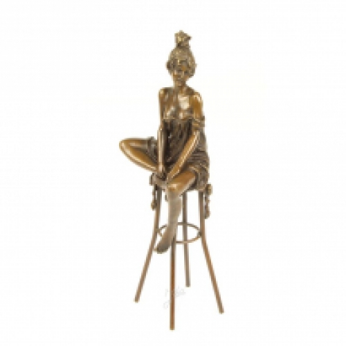 A bronze statue/sculpture of a lady on a bar stool (14)