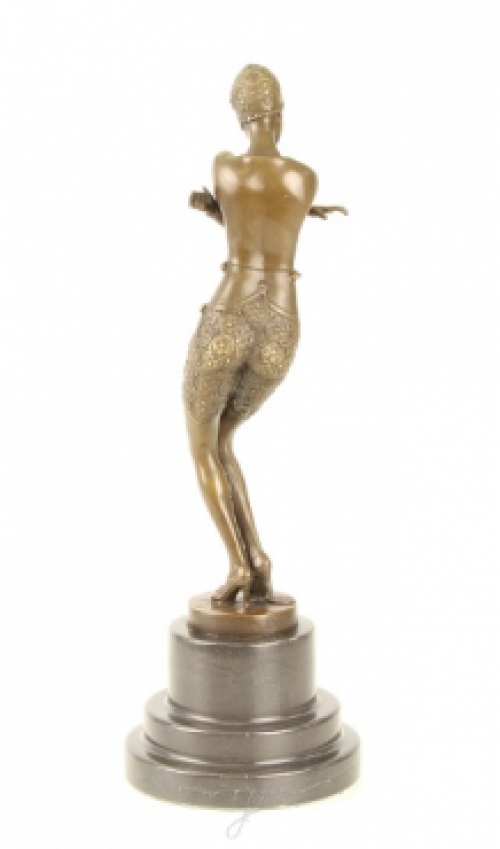 A bronze statue/sculpture of a coy dancer