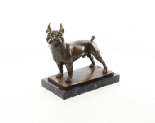 Een bronzen beeld/sculptuur van een franse bulldog