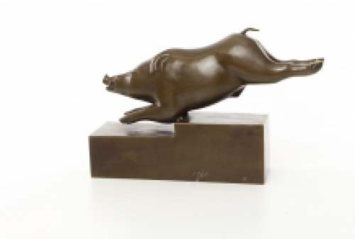 A bronze statue/sculpture of a boar, art deco style