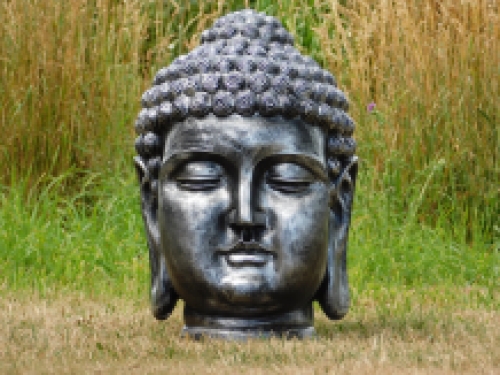 Indonesian Buddha head, polystein-grey-silver!!