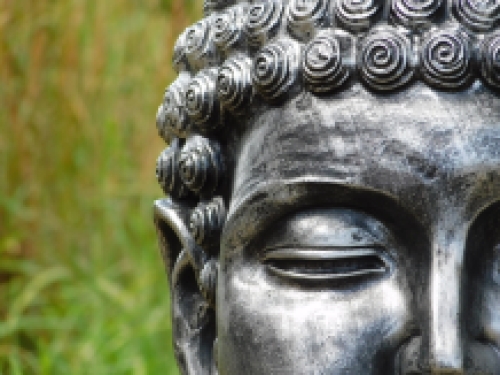 Indonesian Buddha head, polystein-grey-silver!!