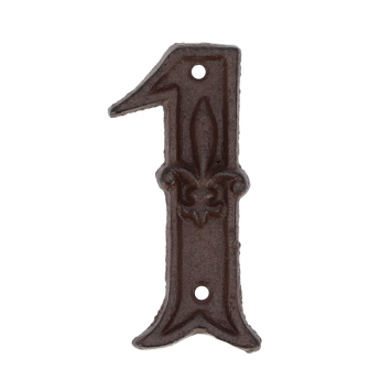 House number - numeral 1 - cast iron brown