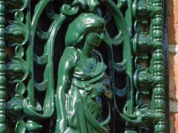 Door grille with Woman - Cast iron - Green - Grille