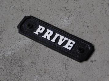 Classic door sign Prive - black and white - cast iron