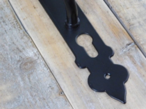 Door handle with keyhole, black powder-coated, handle / door handle.