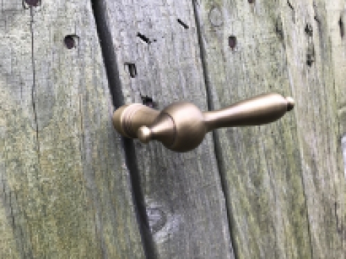 1 Door latch / door handle, made of patinated brass, including mandrel