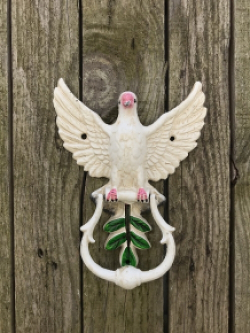 Door knocker with dove, beautiful in color, cast iron