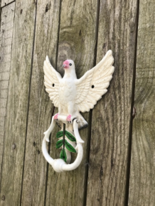 Door knocker with dove, beautiful in color, cast iron