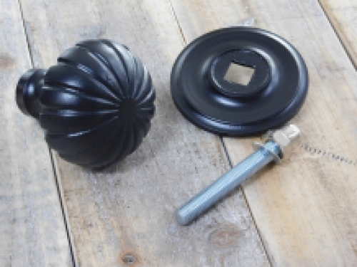 Fixed door knob with rosette - black - iron