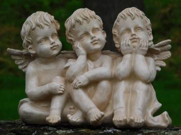 Statue of 3 Angels - Old-White - Polystone