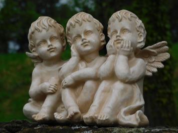 Statue of 3 Angels - Old-White - Polystone