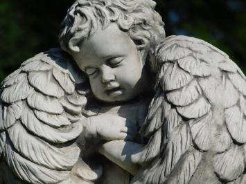 Angel with Wings on Pedestal - 110 cm - Stone