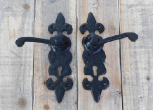 Exclusive set of door hardware B55 - wrought iron - black - weatherproof