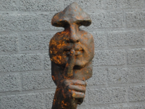 An exclusive and special statue of ''the whisperer'', polystein, sculpture as decoration