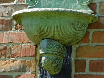 Großer Wandbrunnen - 75 cm - Gusseisen - Grün mit Braun