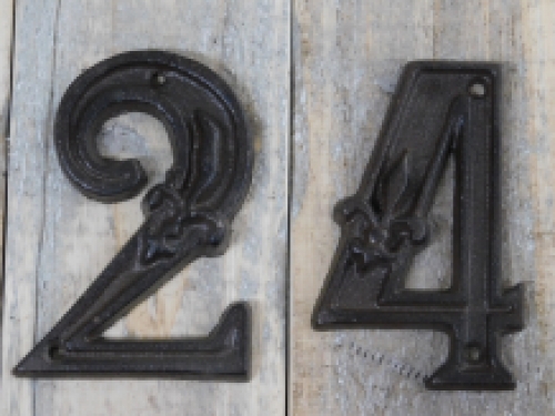 House number - digit 1 - cast iron brown 