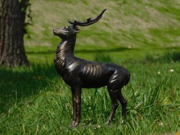 Deer - standing with antlers - bronze look - metal