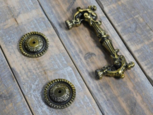 Door Handle, Push Handle, Dragon Motif | Iron, Yellow(Brass) | H 5,0 X W 15,5 Cm