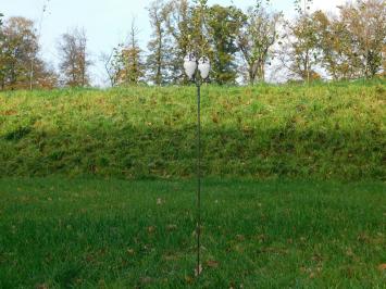 Handgefertigter Gartenstab mit 2 Eulen - 113 cm - Metall