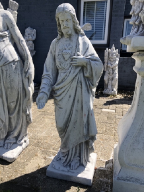 Jesus Herz-Jesu-Statue XXL, massiver Stein, schönes Aussehen!